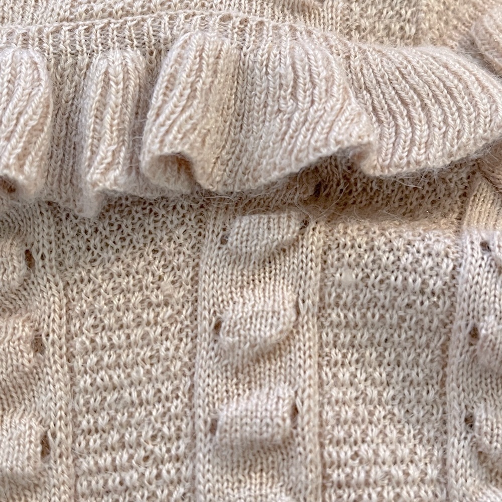 Slate & Willow Stretchy Pink Soft Blush Ruffle Texture Sweater S - Picture 9 of 9